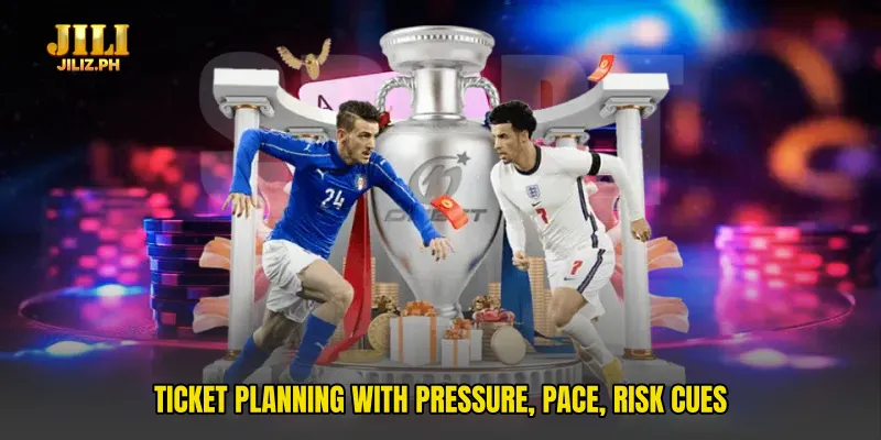 Ticket planning with pressure, pace, risk cues